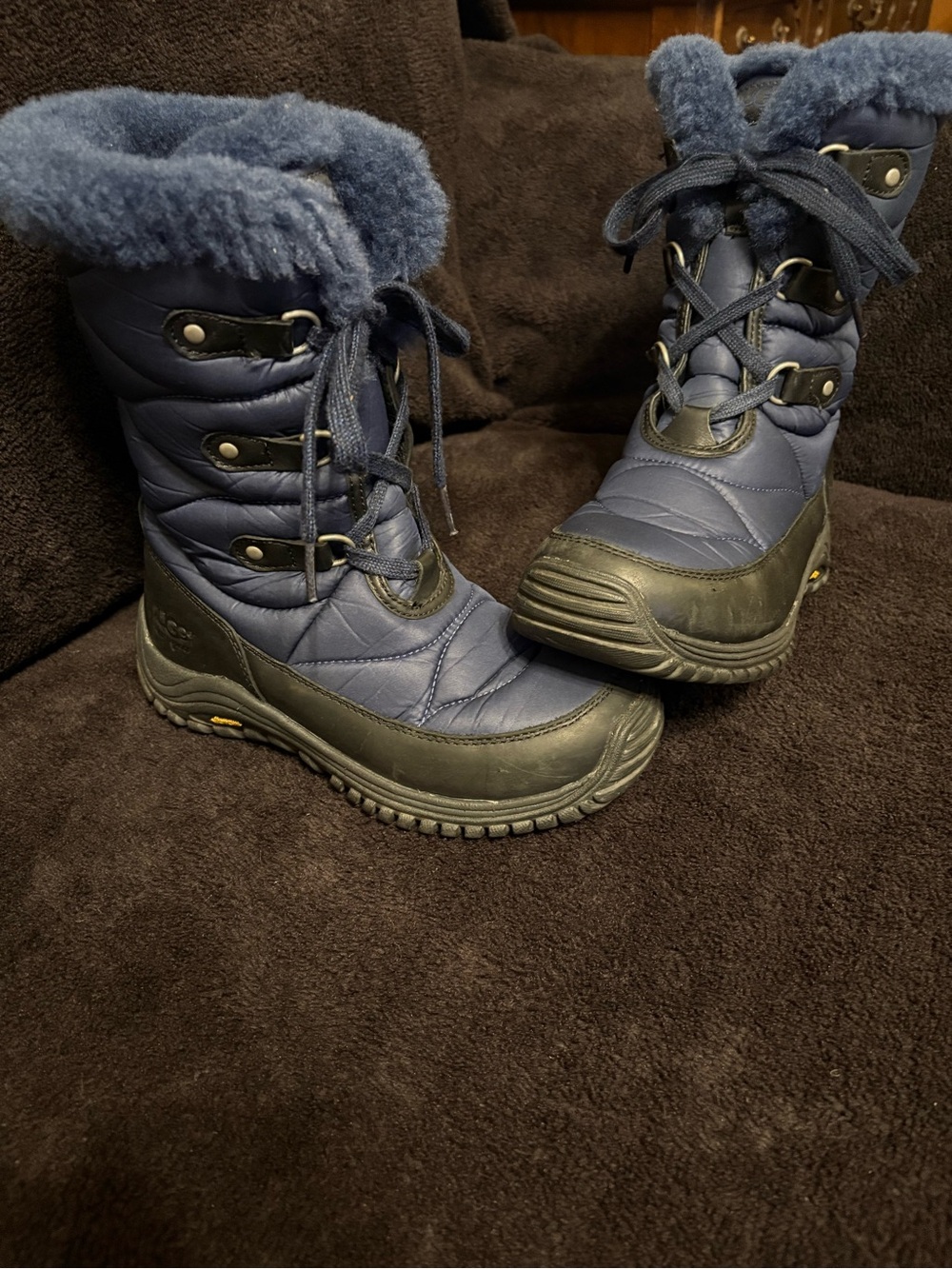 UGG Lorien Waterproof Insulated Sheepskin Navy Blue Snow Boots Women’s 6.5